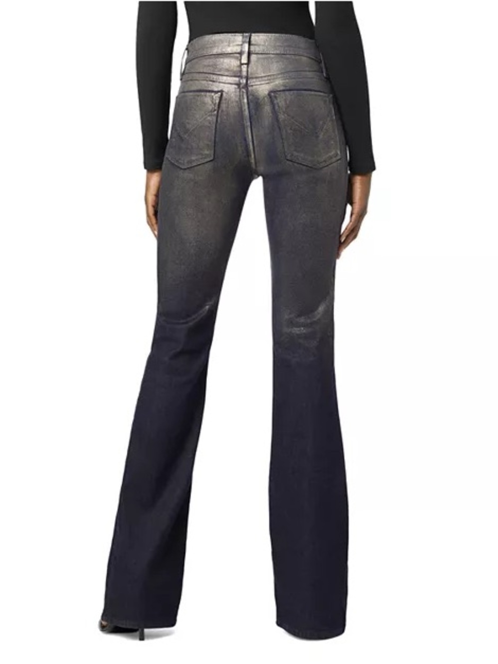 NWT Anthropology Hudson Barbara High-Rise Shine Bootcut Jeans New In Ombré Foil - Picture 15 of 15